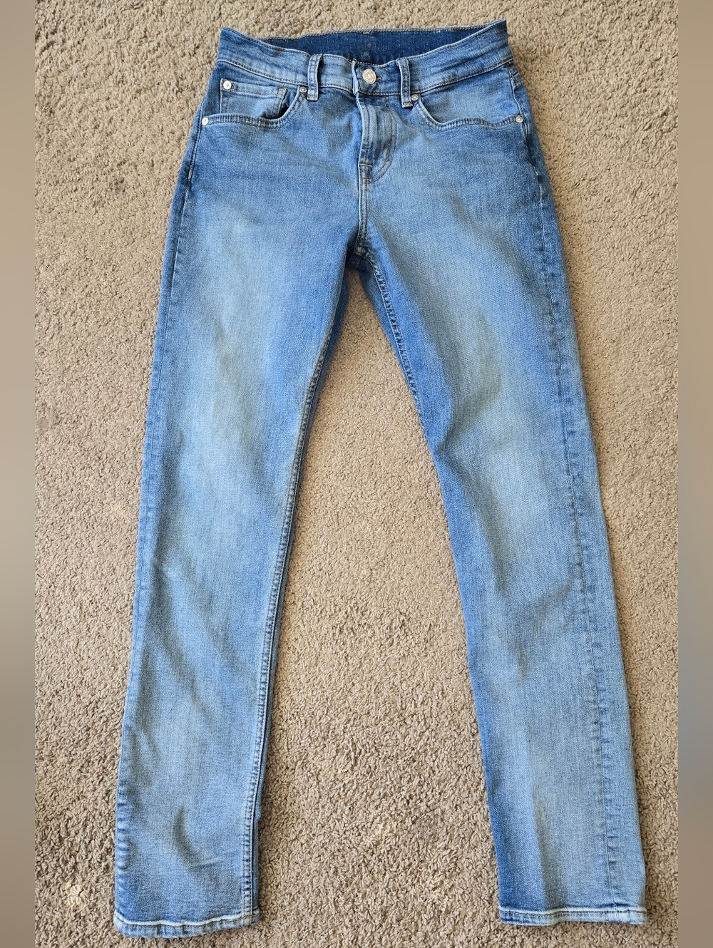 7 For All Mankind Light Wash Blue Straight Leg Jeans